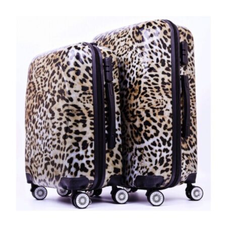 Set de 2 Valises Trolley Rigide "Léopard" Moyenne+Cabine